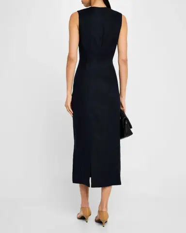 ARGENT Sleeveless Button-Down Linen Midi Dress | Thumbnail 3