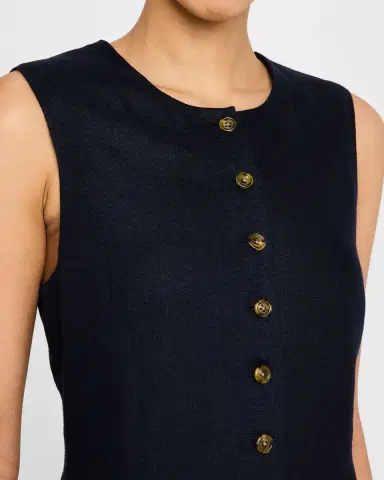 ARGENT Sleeveless Button-Down Linen Midi Dress | Thumbnail 5