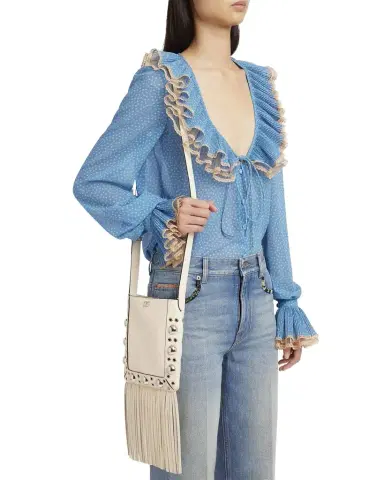 Valentino Garavani Nellcote Small Fringe Studded Leather Crossbody Bag | Thumbnail 1 Valentino Garavani Nellcote Small Fringe Studded Leather Crossbody Bag | Thumbnail 1
