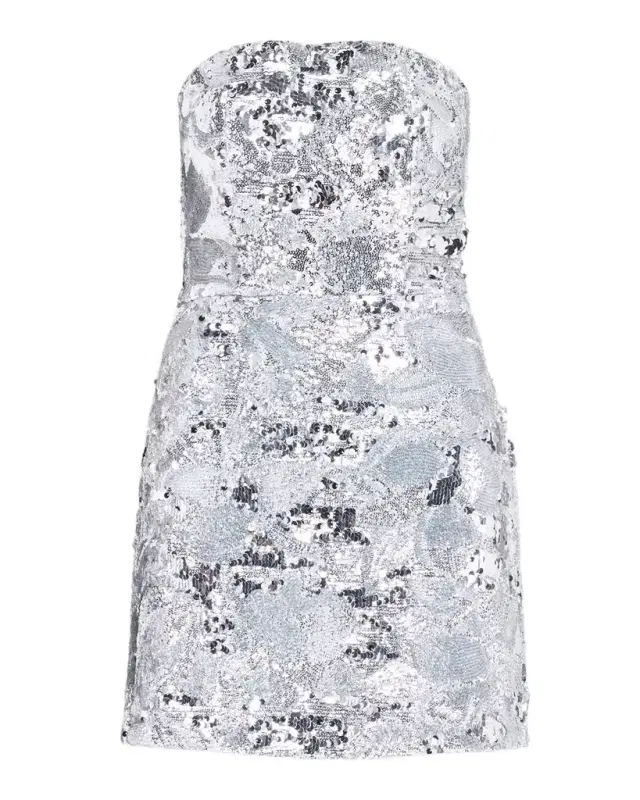 Linda Strapless Floral Sequin A-Line Mini Dress