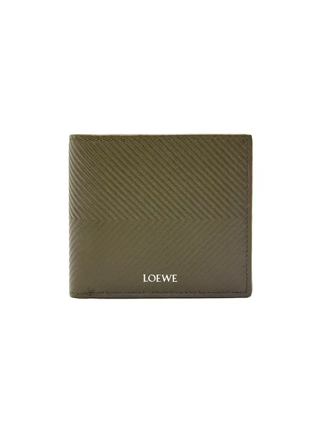 LOEWE Men's Chevron Leather Bifold Wallet - Dark Khaki