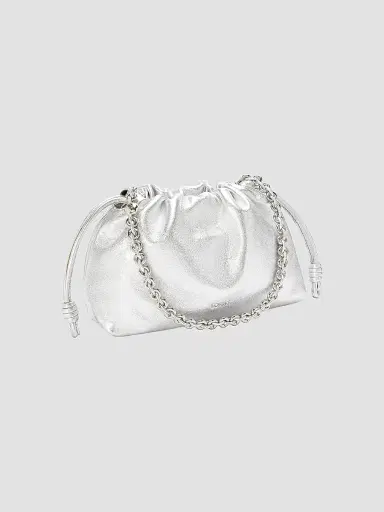 Loewe Women's Medium Flamenco Laminated Leather Shoulder Bag - Silver | Thumbnail 2 Loewe Women's Medium Flamenco Laminated Leather Shoulder Bag - Silver | Thumbnail 2