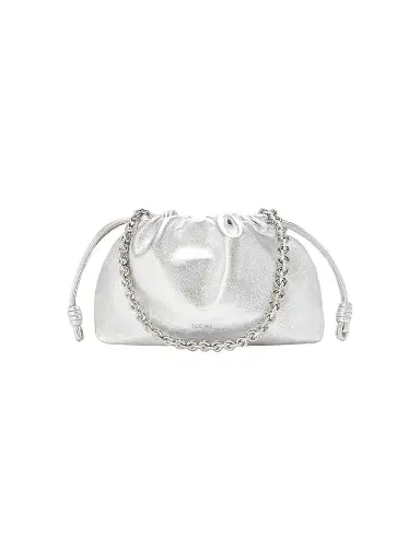 Loewe Women's Medium Flamenco Laminated Leather Shoulder Bag - Silver | Thumbnail 1 Loewe Women's Medium Flamenco Laminated Leather Shoulder Bag - Silver | Thumbnail 1