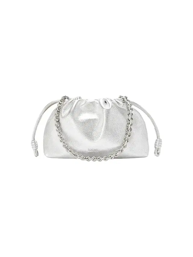 Women's  Flamenco Laminated Leather Shoulder Bag - Silver