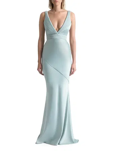 ZHIVAGO Women's Signature Beloved Sleeveless Satin Gown - Sage | Thumbnail 4