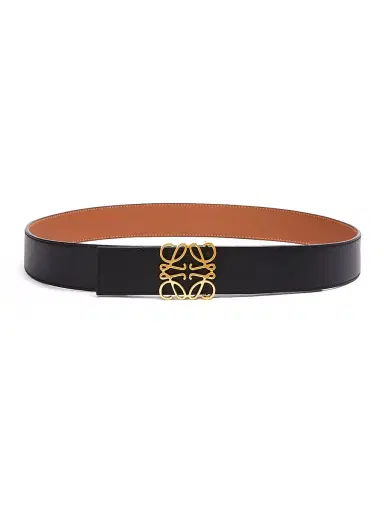 Loewe Men's Logo Buckle Reversible Leather Belt - Tan Black Gold - Size 44 | Thumbnail 2