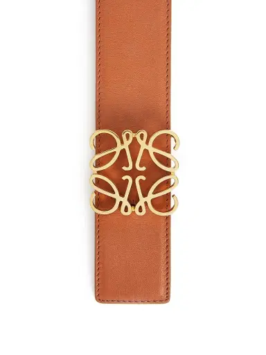 Loewe Men's Logo Buckle Reversible Leather Belt - Tan Black Gold - Size 44 | Thumbnail 3