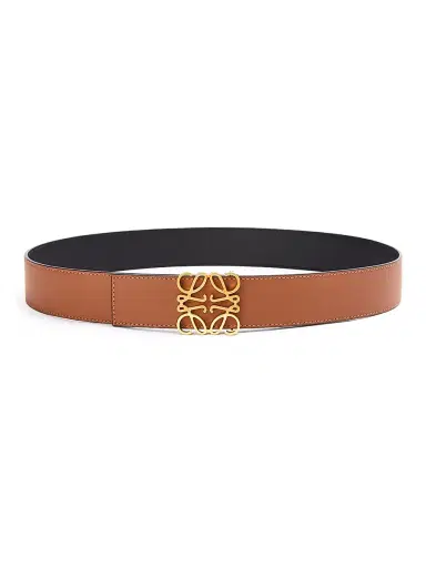 Loewe Men's Logo Buckle Reversible Leather Belt - Tan Black Gold - Size 44 | Thumbnail 1
