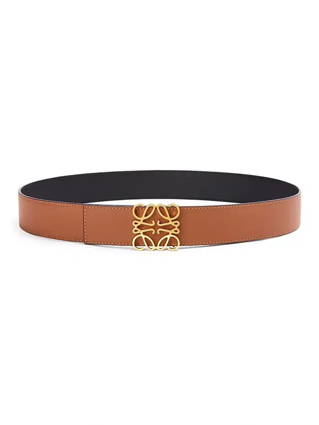 LOEWE Men's Logo Buckle Reversible Leather Belt - Tan Black Gold