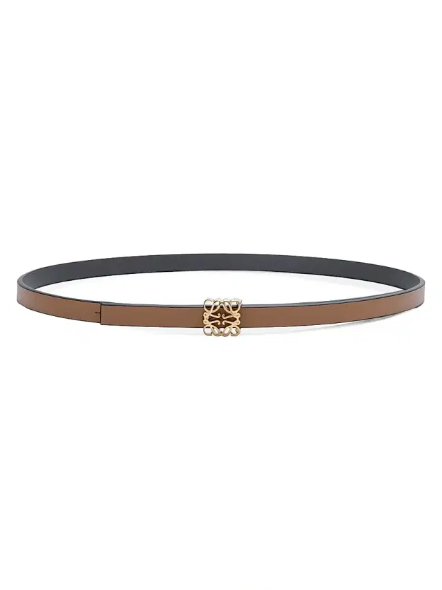 LOEWE Women's Anagram Reversible Leather Belt - Mocha Slate