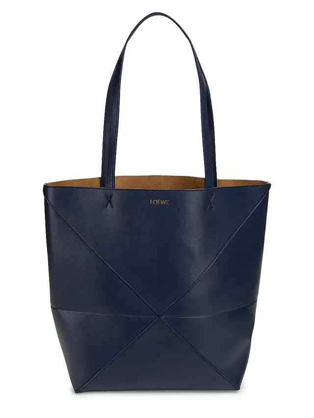 Loewe Women's Puzzle Fold Leather Tote Bag - Abyss Blue