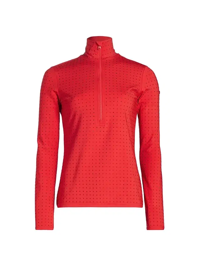 Goldbergh Women's Spark Stretch Interlock Ski Pullover Top - Flame