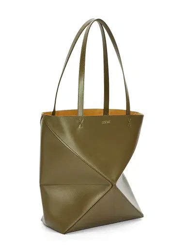 Loewe Women's Puzzle Fold Leather Tote Bag - Dark Khaki | Thumbnail 4