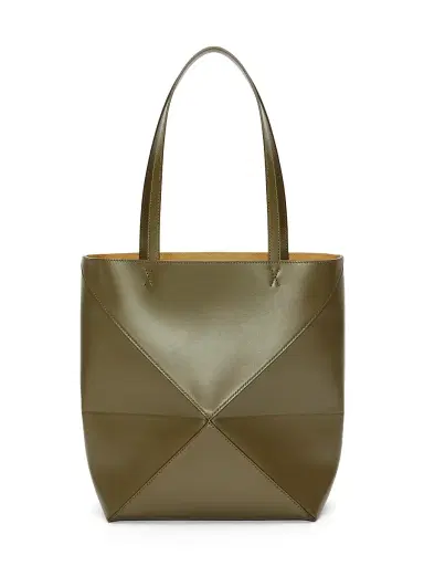 Loewe Women's Puzzle Fold Leather Tote Bag - Dark Khaki | Thumbnail 5