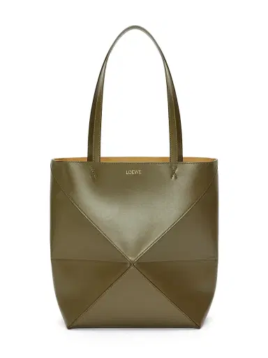 Loewe Women's Puzzle Fold Leather Tote Bag - Dark Khaki | Thumbnail 1