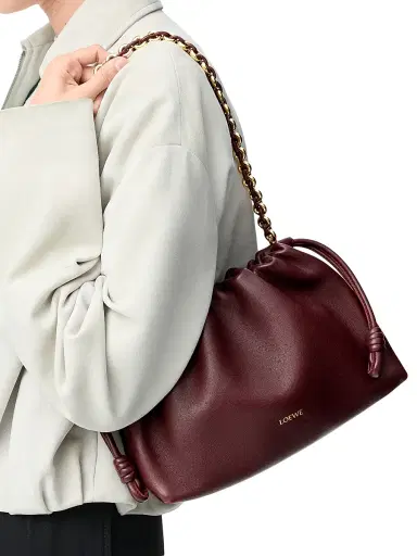 Loewe Women's Flamenco Medium Chain Leather Shoulder Bag - Dark Burgundy | Thumbnail 2