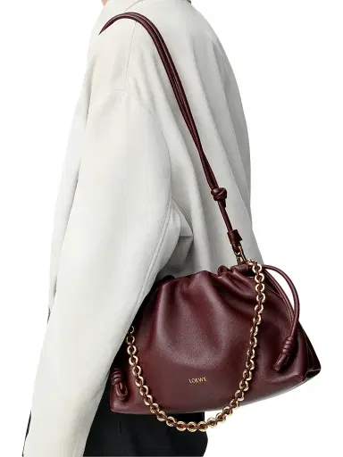 Loewe Women's Flamenco Medium Chain Leather Shoulder Bag - Dark Burgundy | Thumbnail 3