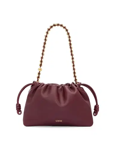 Loewe Women's Flamenco Medium Chain Leather Shoulder Bag - Dark Burgundy | Thumbnail 4