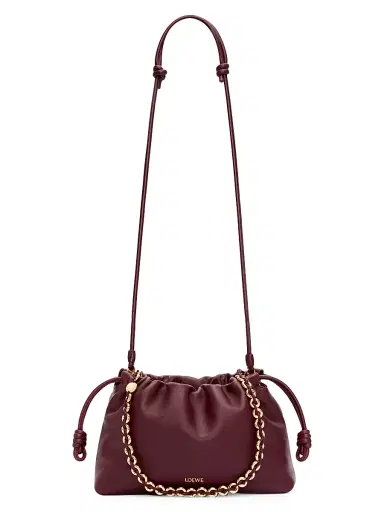 Loewe Women's Flamenco Medium Chain Leather Shoulder Bag - Dark Burgundy | Thumbnail 9