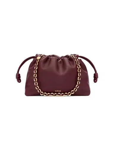 Loewe Women's Flamenco Medium Chain Leather Shoulder Bag - Dark Burgundy | Thumbnail 1