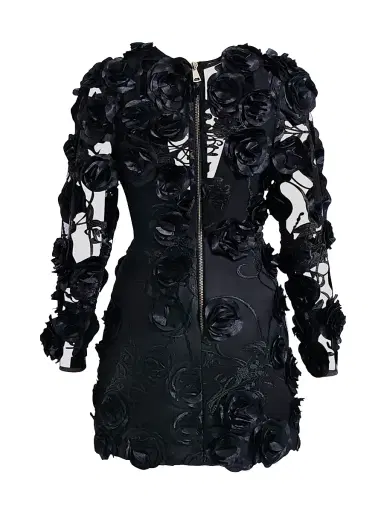 Zhivago Women's Aonia Embellished Floral Mesh Minidress - Black - Size 4 | Thumbnail 3 Zhivago Women's Aonia Embellished Floral Mesh Minidress - Black - Size 4 | Thumbnail 3