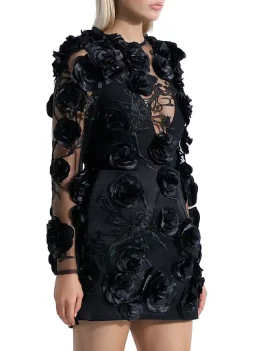 Zhivago Women's Aonia Embellished Floral Mesh Minidress - Black - Size 4 | Thumbnail 5 Zhivago Women's Aonia Embellished Floral Mesh Minidress - Black - Size 4 | Thumbnail 5