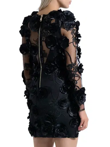 Zhivago Women's Aonia Embellished Floral Mesh Minidress - Black - Size 4 | Thumbnail 6 Zhivago Women's Aonia Embellished Floral Mesh Minidress - Black - Size 4 | Thumbnail 6