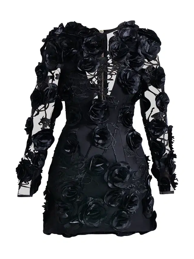 Zhivago Women's Aonia Embellished Floral Mesh Minidress - Black