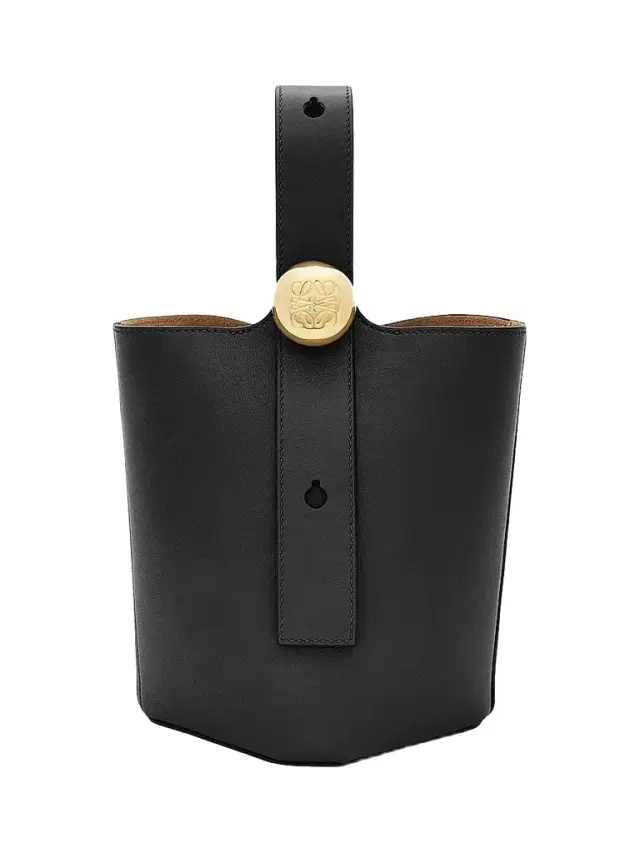 Women's Mini Pebbled Leather Bucket Bag - Black
