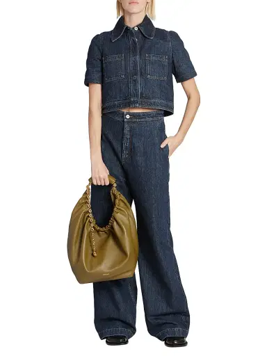 Loewe Women's Squeeze Leather Shoulder Bag - Black | Thumbnail 2