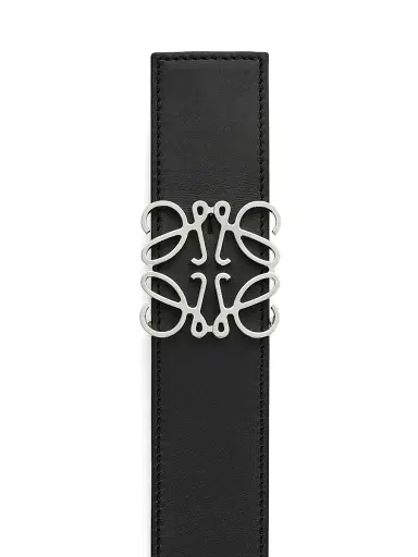 Loewe Men's Logo Buckle Reversible Leather Belt - Black Tan Palladium - Size 44 | Thumbnail 3