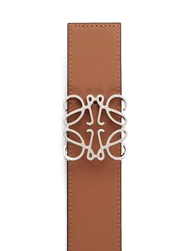 Loewe Men's Logo Buckle Reversible Leather Belt - Black Tan Palladium - Size 44 | Thumbnail 4