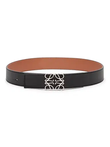Loewe Men's Logo Buckle Reversible Leather Belt - Black Tan Palladium - Size 44 | Thumbnail 1