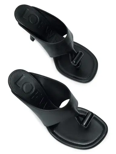 Loewe Women's 90MM Toggle Thong Leather Sandals - Black | Thumbnail 3 Loewe Women's 90MM Toggle Thong Leather Sandals - Black | Thumbnail 3