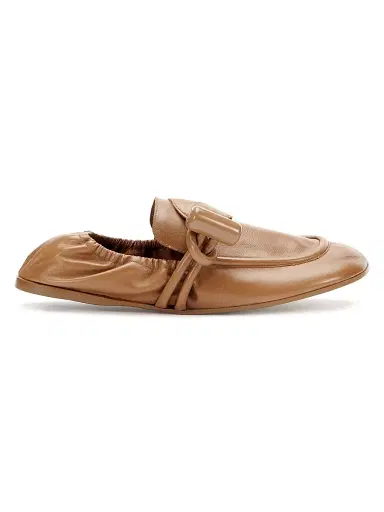 Loewe Women's Toggle Leather Loafers - Oak | Thumbnail 1