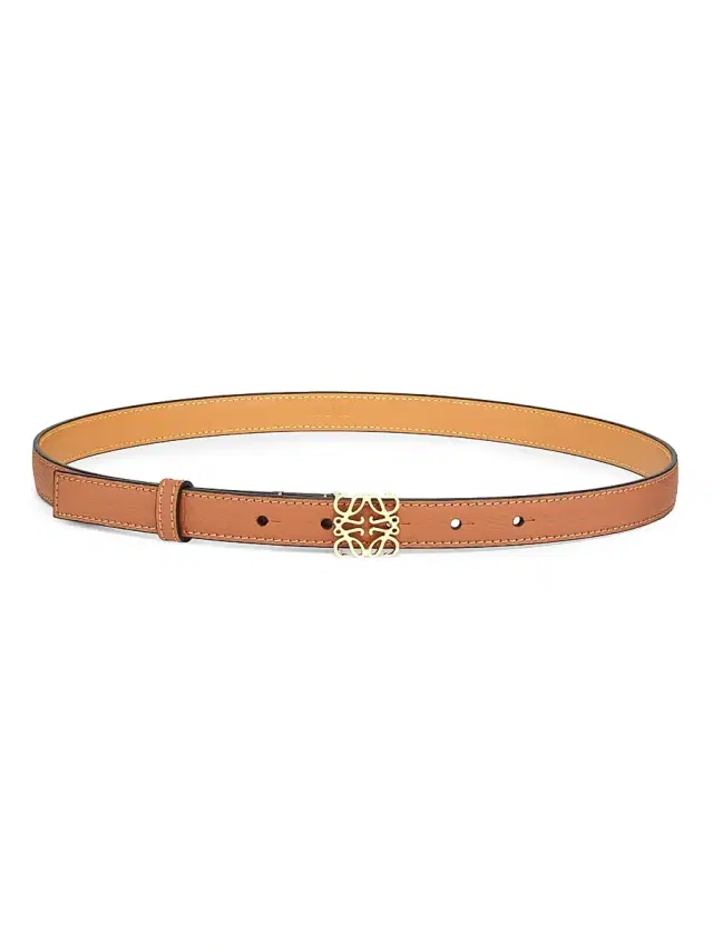 LOEWE Women's Anagram Pebbled Leather Belt - Tan Gold