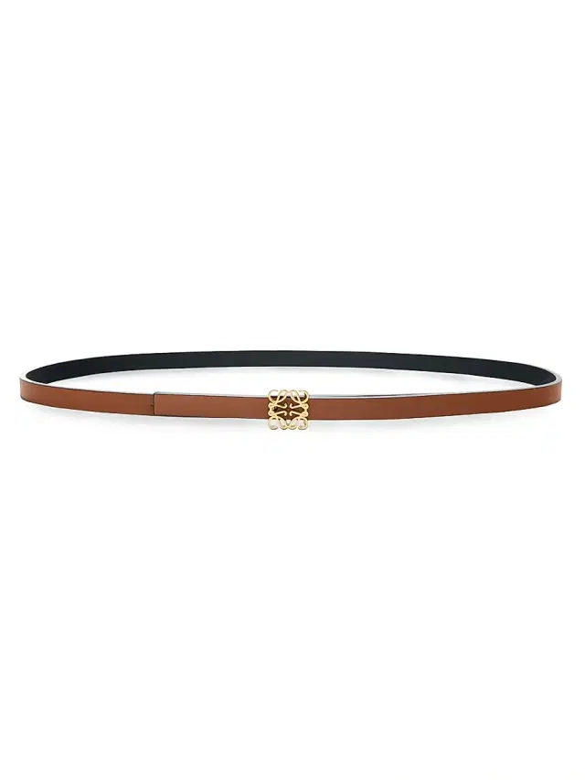 LOEWE Women's Anagram Leather Belt - Tan Black Gold