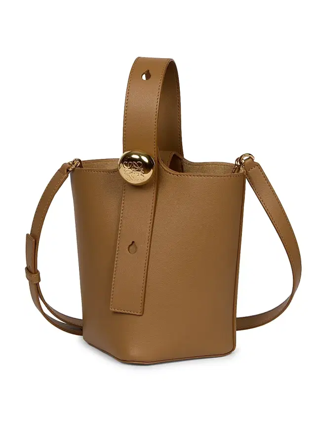 Women's Mini Pebbled Leather Bucket Bag - Oak