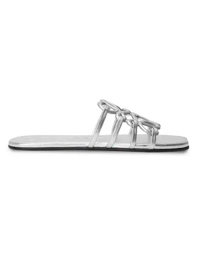 Loewe Women's x Paula's Ibiza Petal Anagram Leather Flat Sandals - Silver - Size 9 | Thumbnail 1 Loewe Women's x Paula's Ibiza Petal Anagram Leather Flat Sandals - Silver - Size 9 | Thumbnail 1
