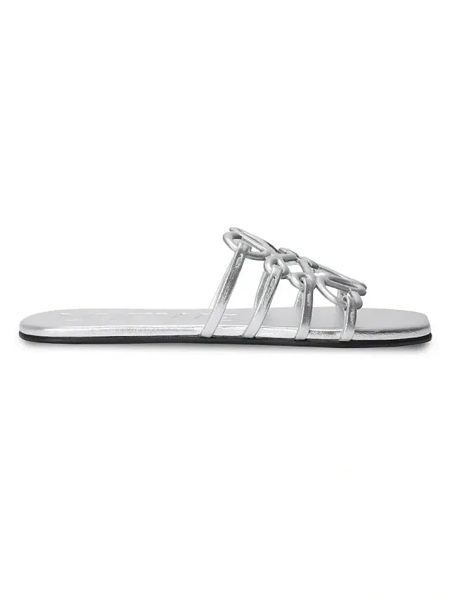 LOEWE Women's  x Paula's Ibiza Petal Anagram Leather Flat Sandals - Silver