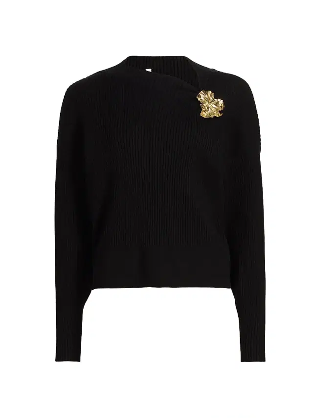 Acler Women's Westie Floral-Detail Knit Sweater - Black