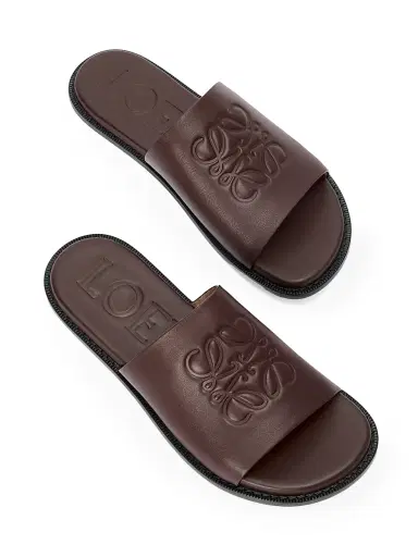 Loewe Men's x Paula's Ibiza Flex Anagram Leather Slide Sandals - Oxblood | Thumbnail 3