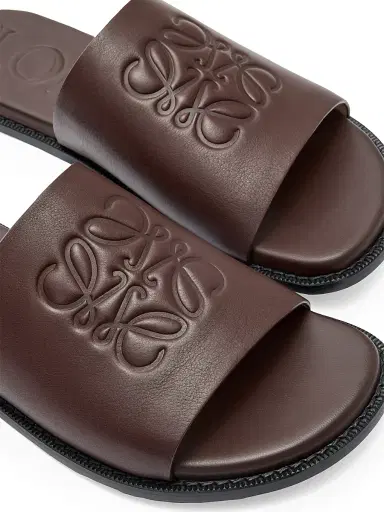 Loewe Men's x Paula's Ibiza Flex Anagram Leather Slide Sandals - Oxblood | Thumbnail 4