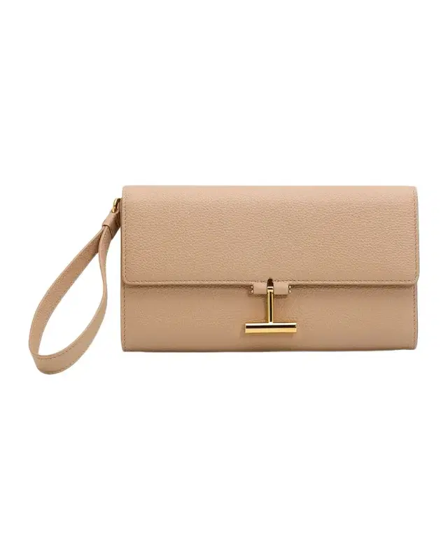 Leather T Bar Wristlet Clutch Bag