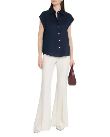 Vince Cap-Sleeve Linen Button-Front Blouse | Thumbnail 1