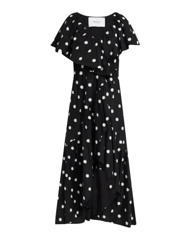Merlette Loris Embroidered Ruffle Midi Dress