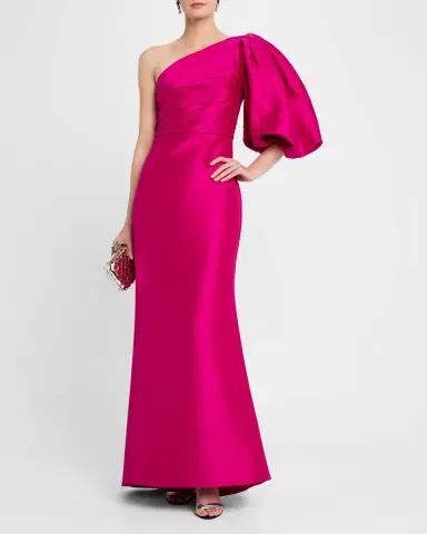 Badgley Mischka One-Shoulder Trumpet Gown | Thumbnail 2 Badgley Mischka One-Shoulder Trumpet Gown | Thumbnail 2