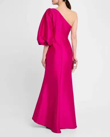 Badgley Mischka One-Shoulder Trumpet Gown | Thumbnail 3 Badgley Mischka One-Shoulder Trumpet Gown | Thumbnail 3