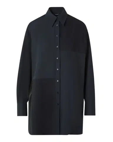 Akris Stitched Pleats Inset Cotton Poplin Oversized Shirt | Thumbnail 1