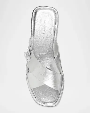 Tory Burch Crisscross Metallic Medallion Slide Sandals | Thumbnail 4